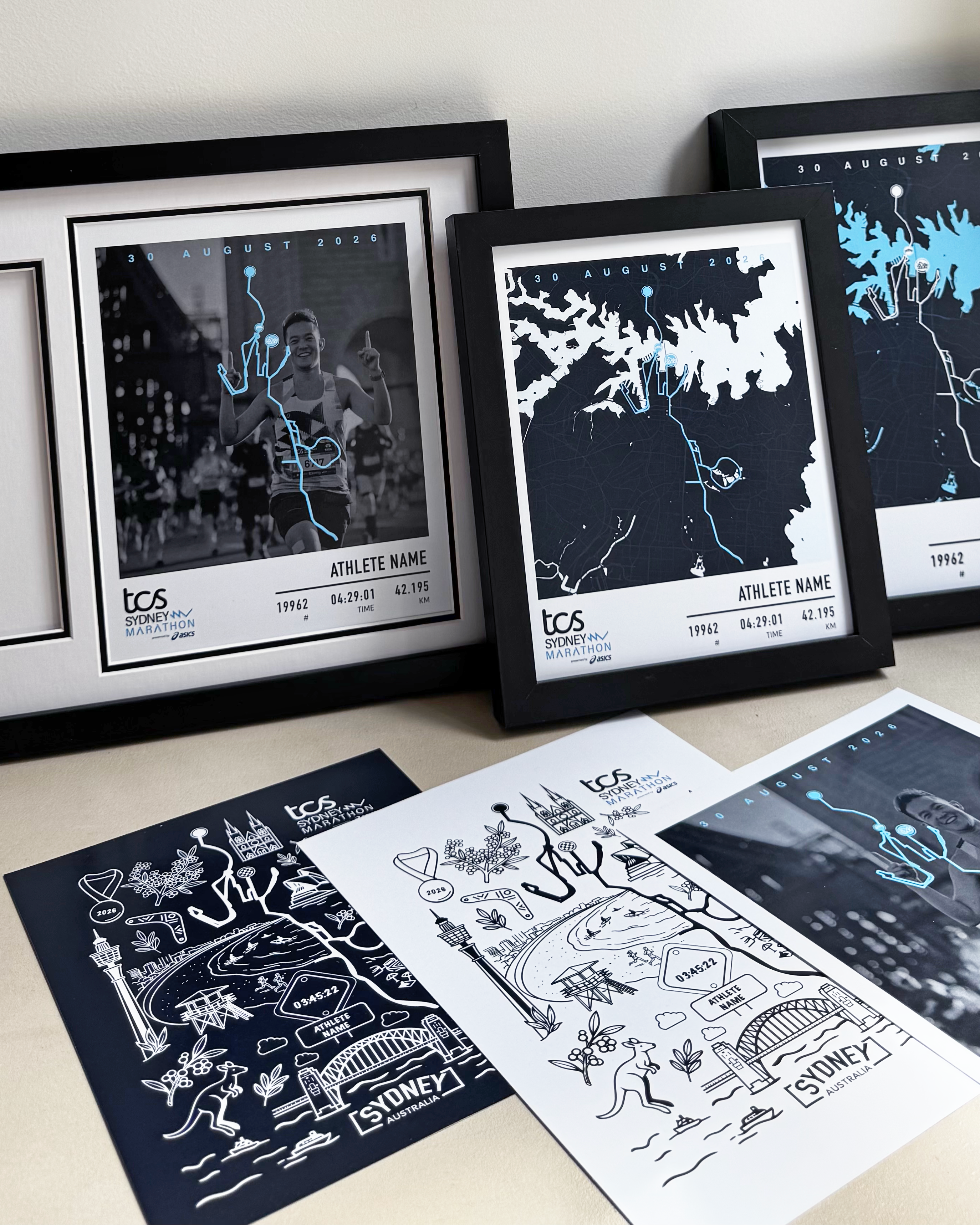 2026 Official Sydney Marathon Prints and Medal Display Frame Collection by Mark Your Moment