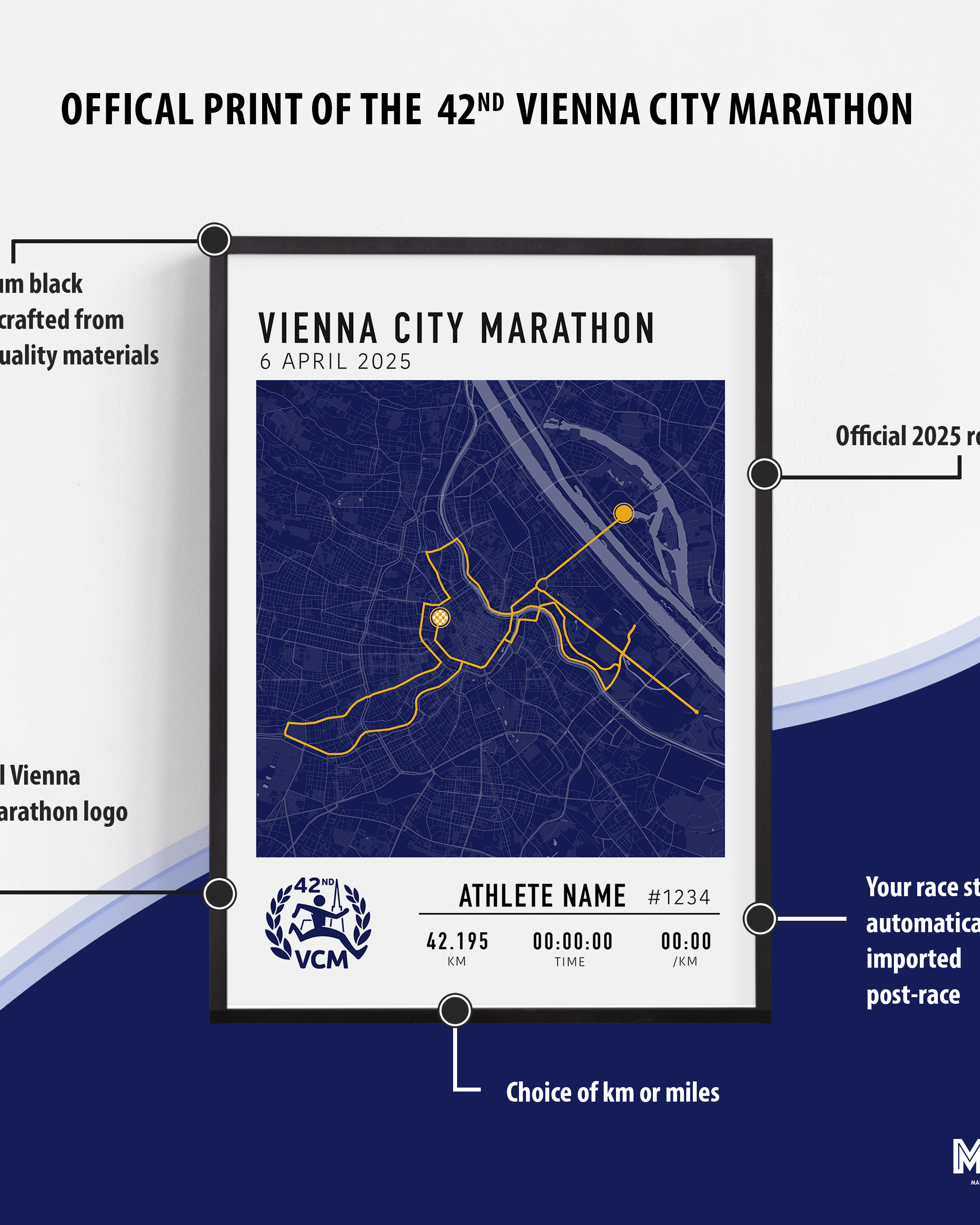 Vienna City Marathon 2025 Official Print MYM Mark Your Moment VCM print framed official poster Commemorative print