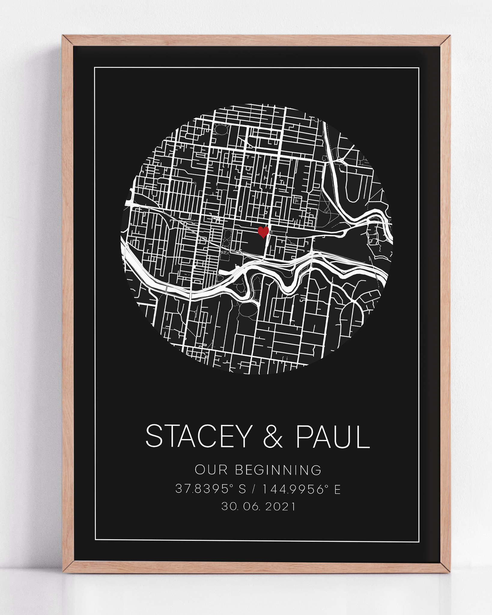 where it all began first met map framed print