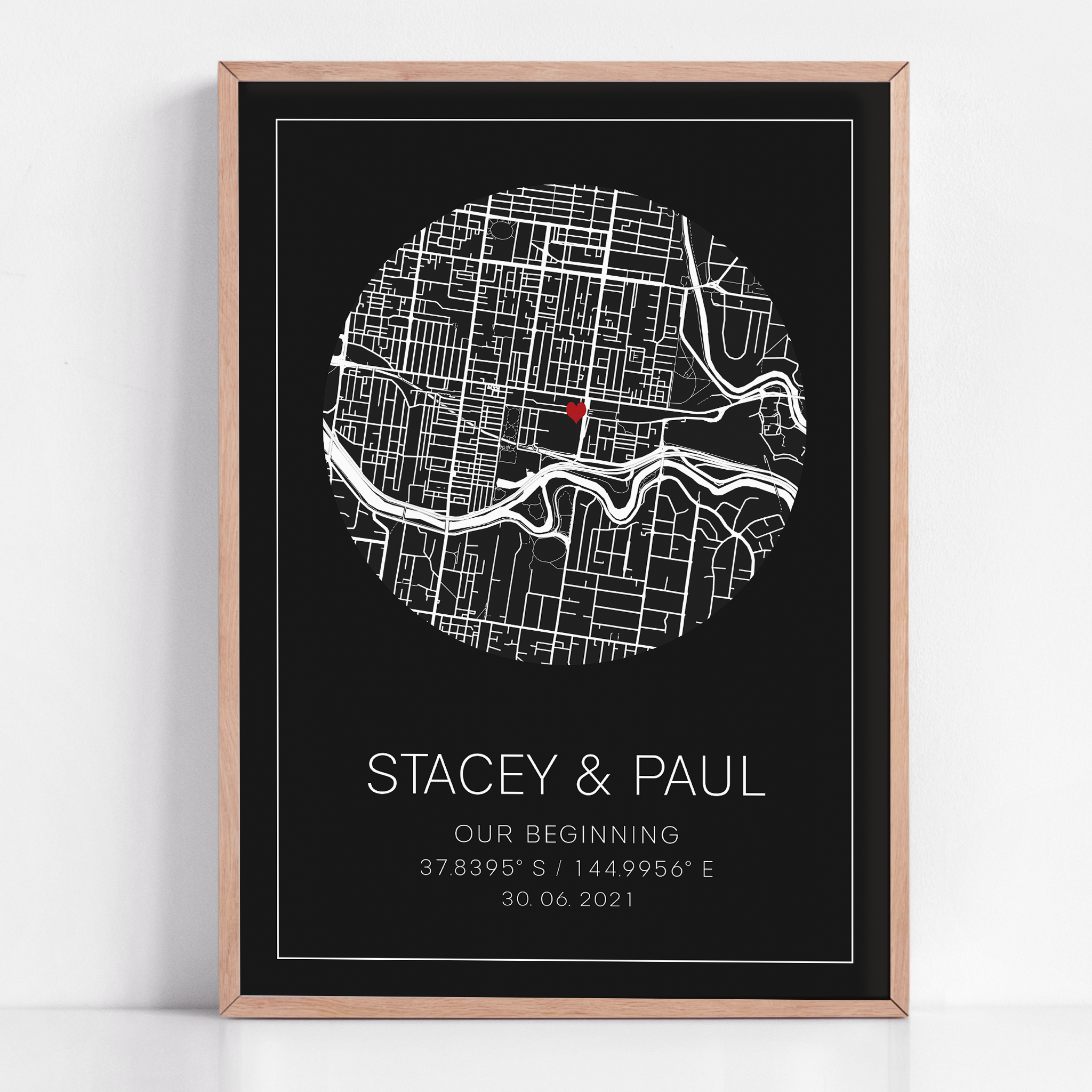 where it all began first met map framed print