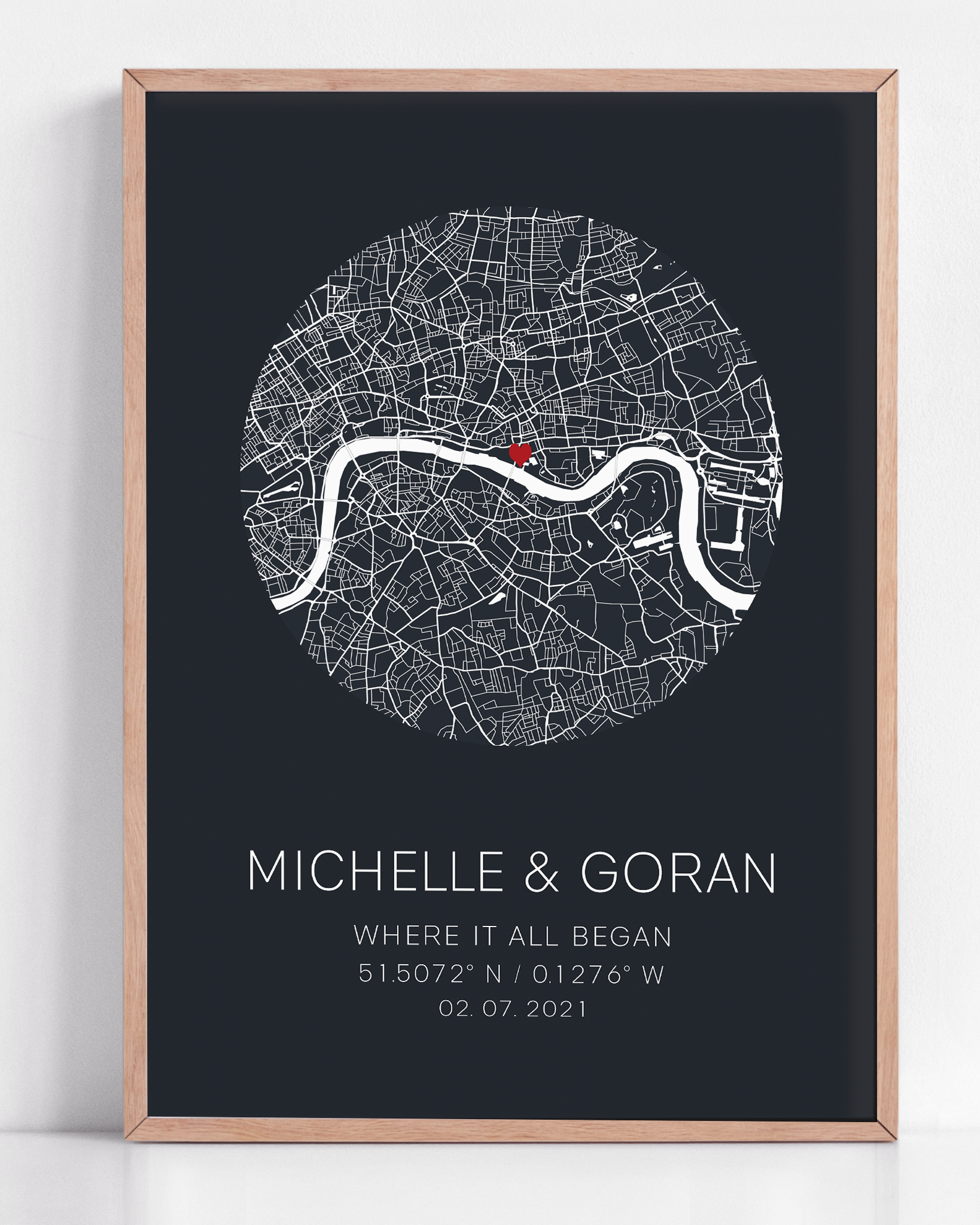 where it all began first met map framed print