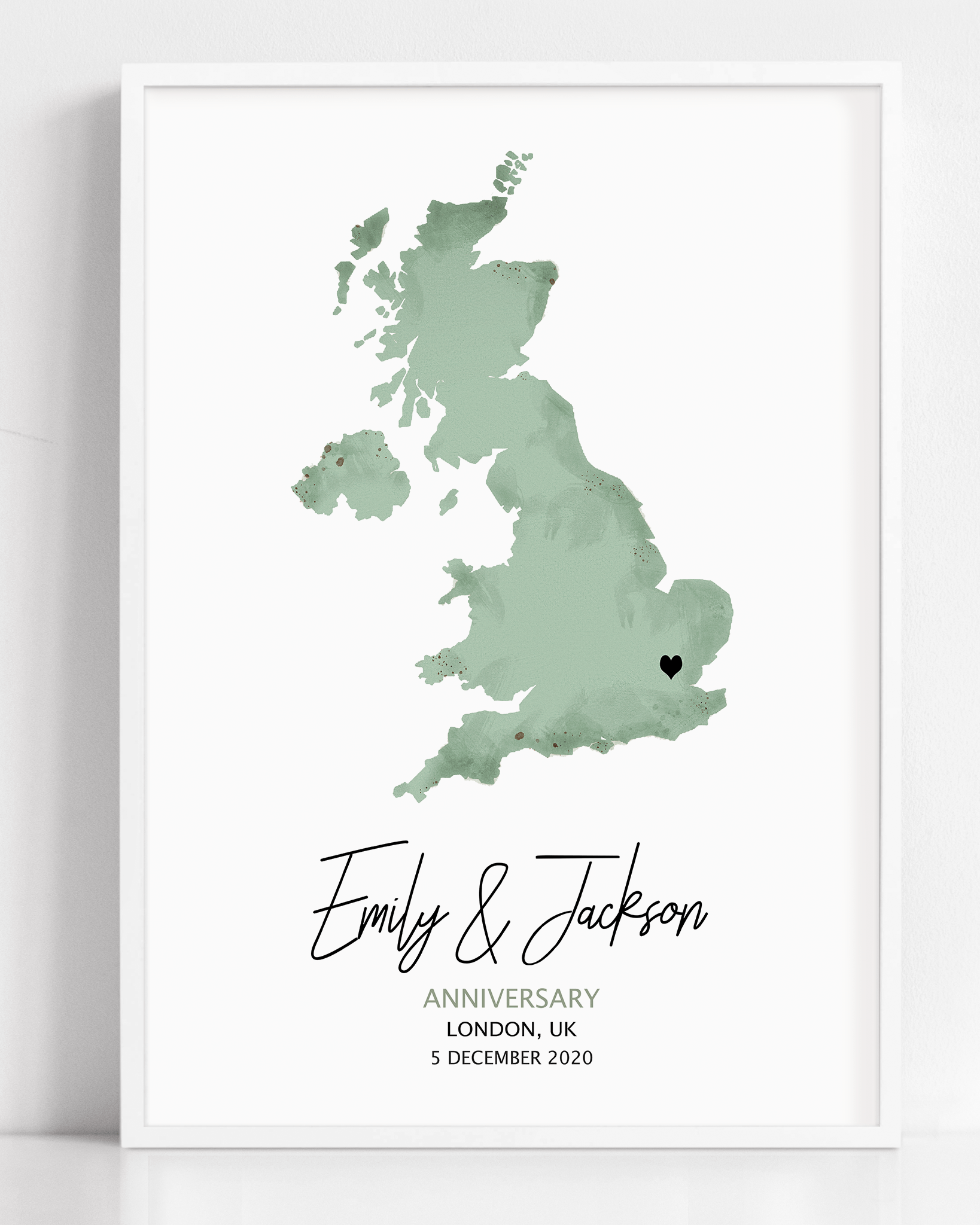 anniversary gift year 1 framed artwork of a watercolour print