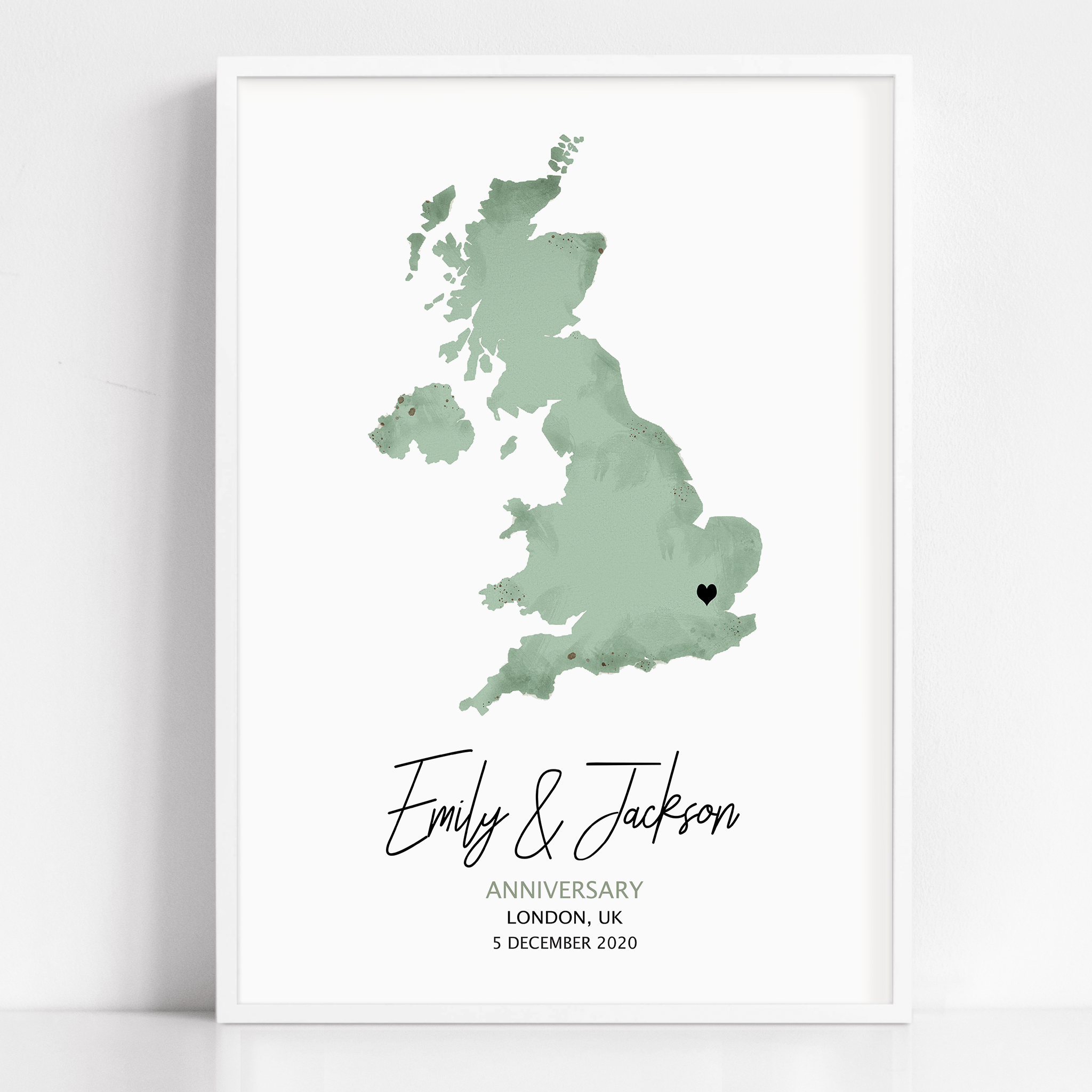 anniversary gift year 1 framed artwork of a watercolour print