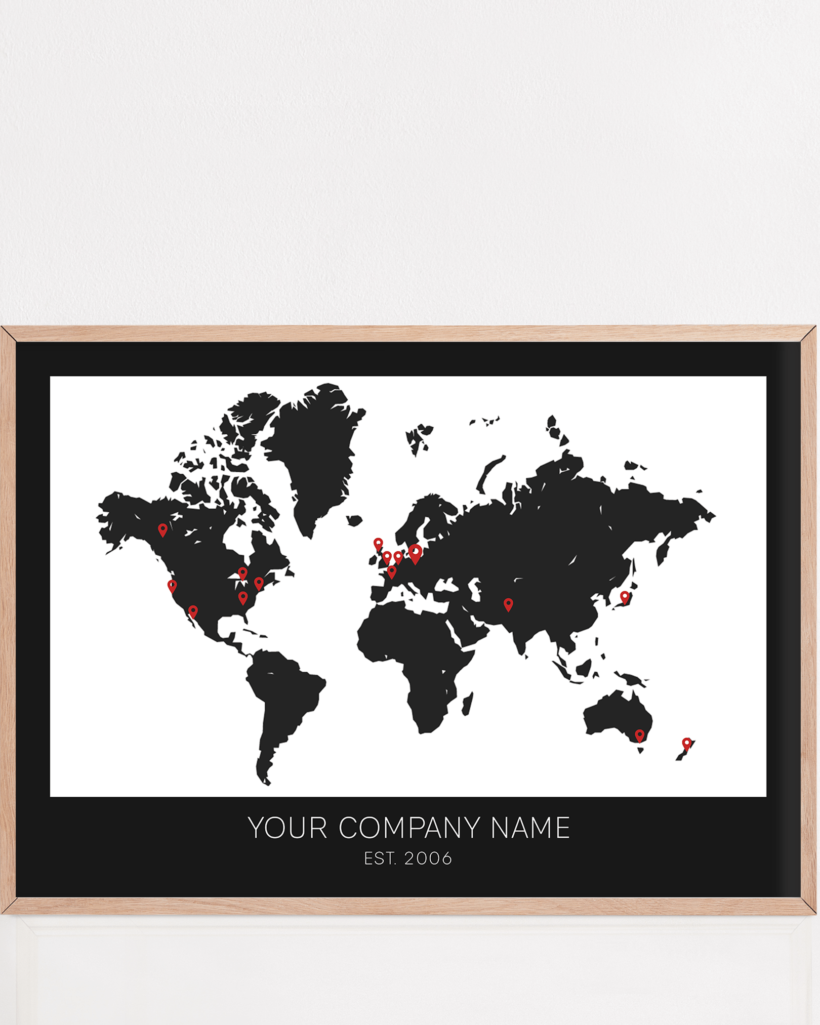 A business anniversary gift of a aframed location map