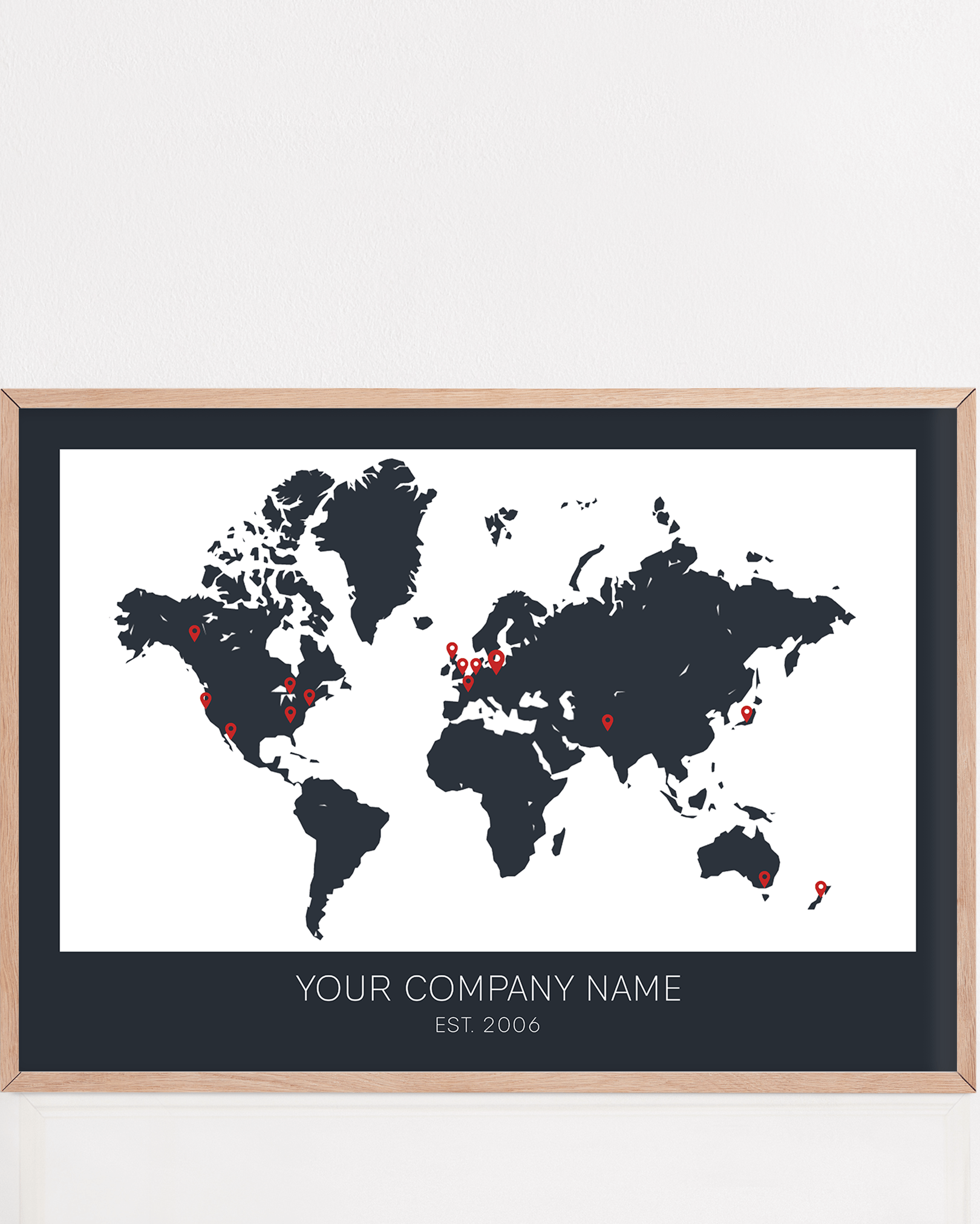 A company anniversary gift showcasing global company locations