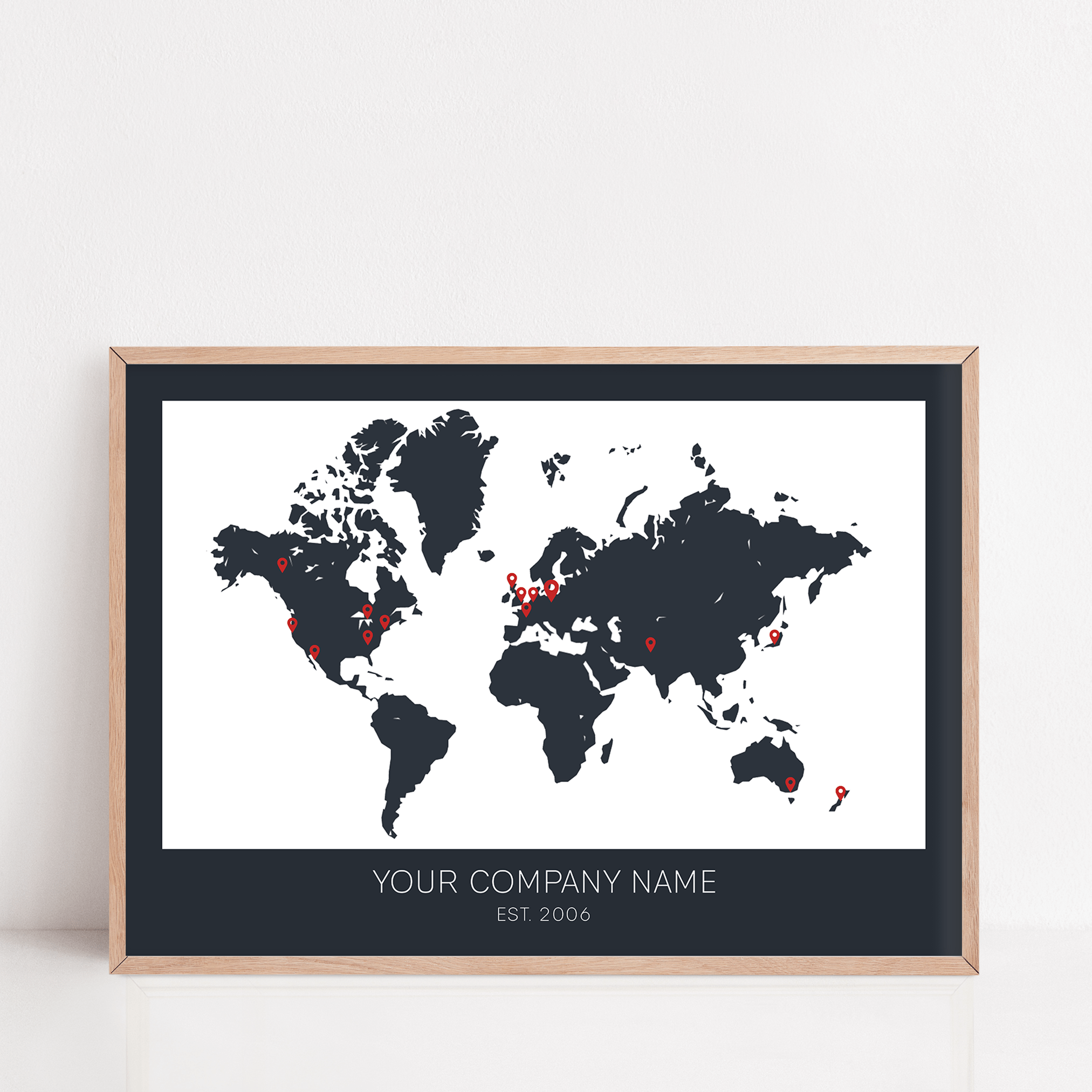 A company anniversary gift showcasing global company locations
