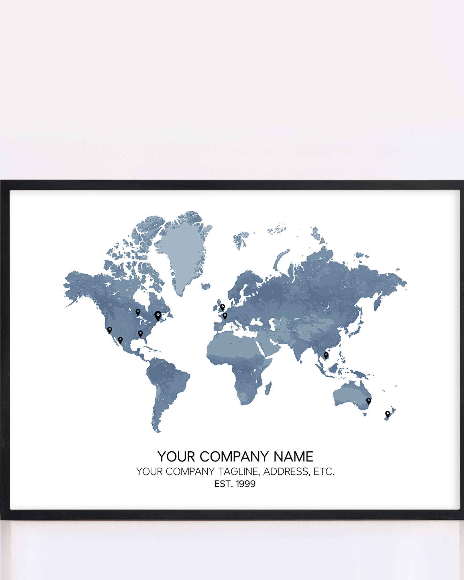 Business owner gift of global locations framed