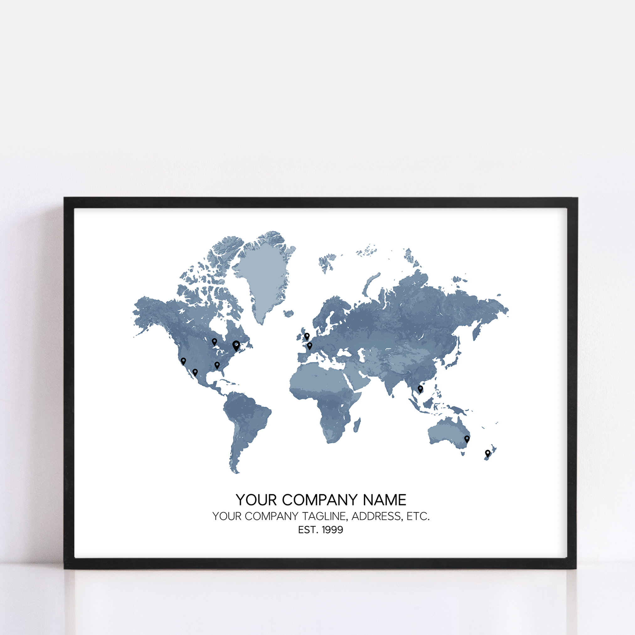 Business owner gift of global locations framed