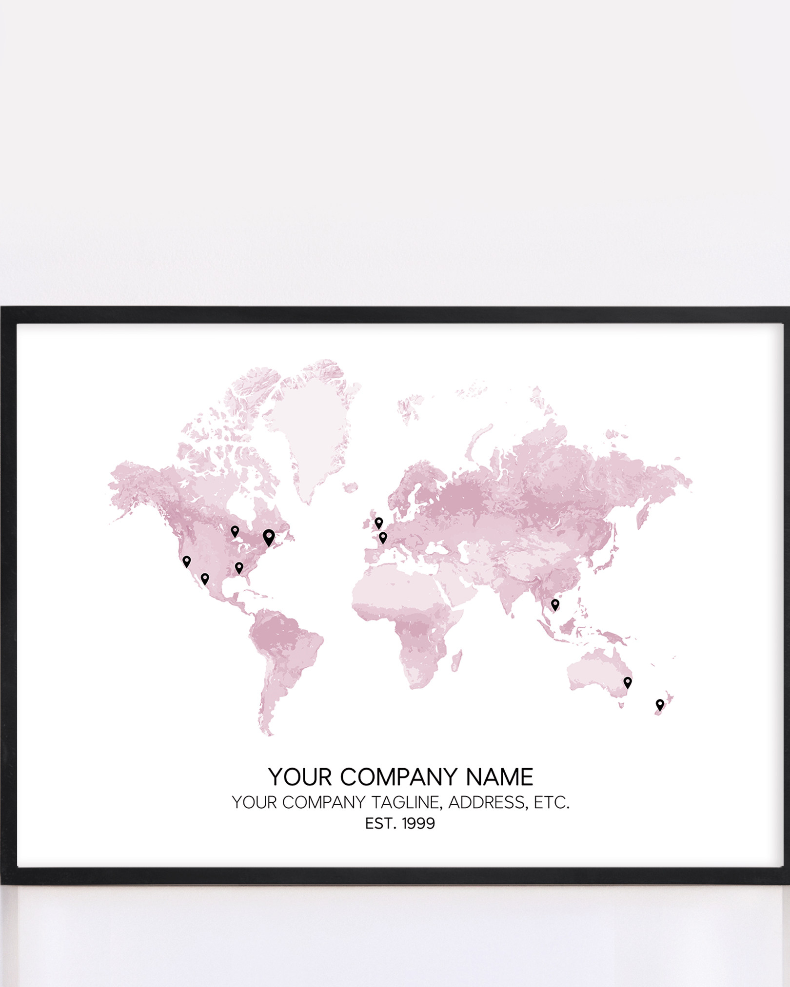 Business owner gift of global locations framed