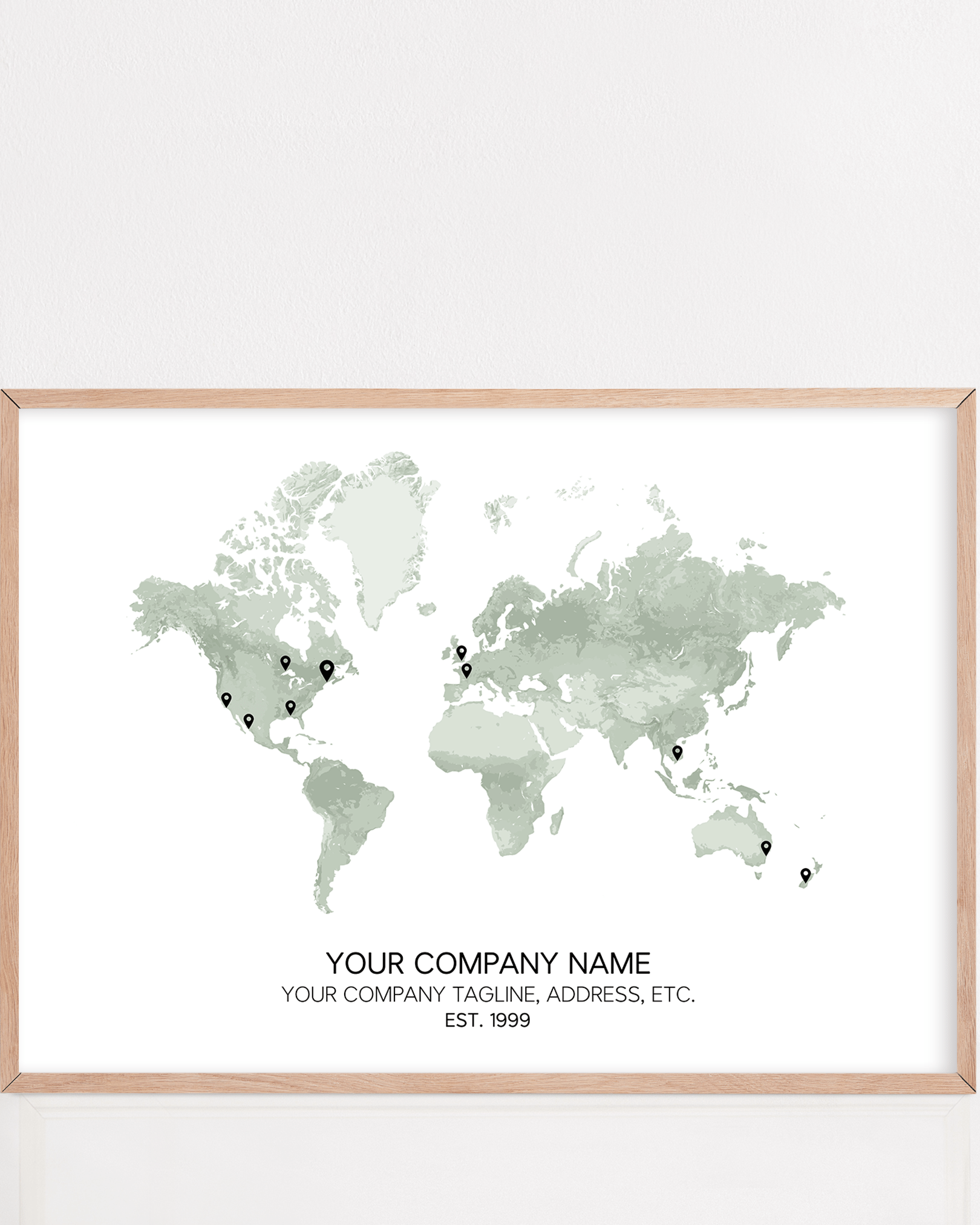 company global expansion map framed artwork