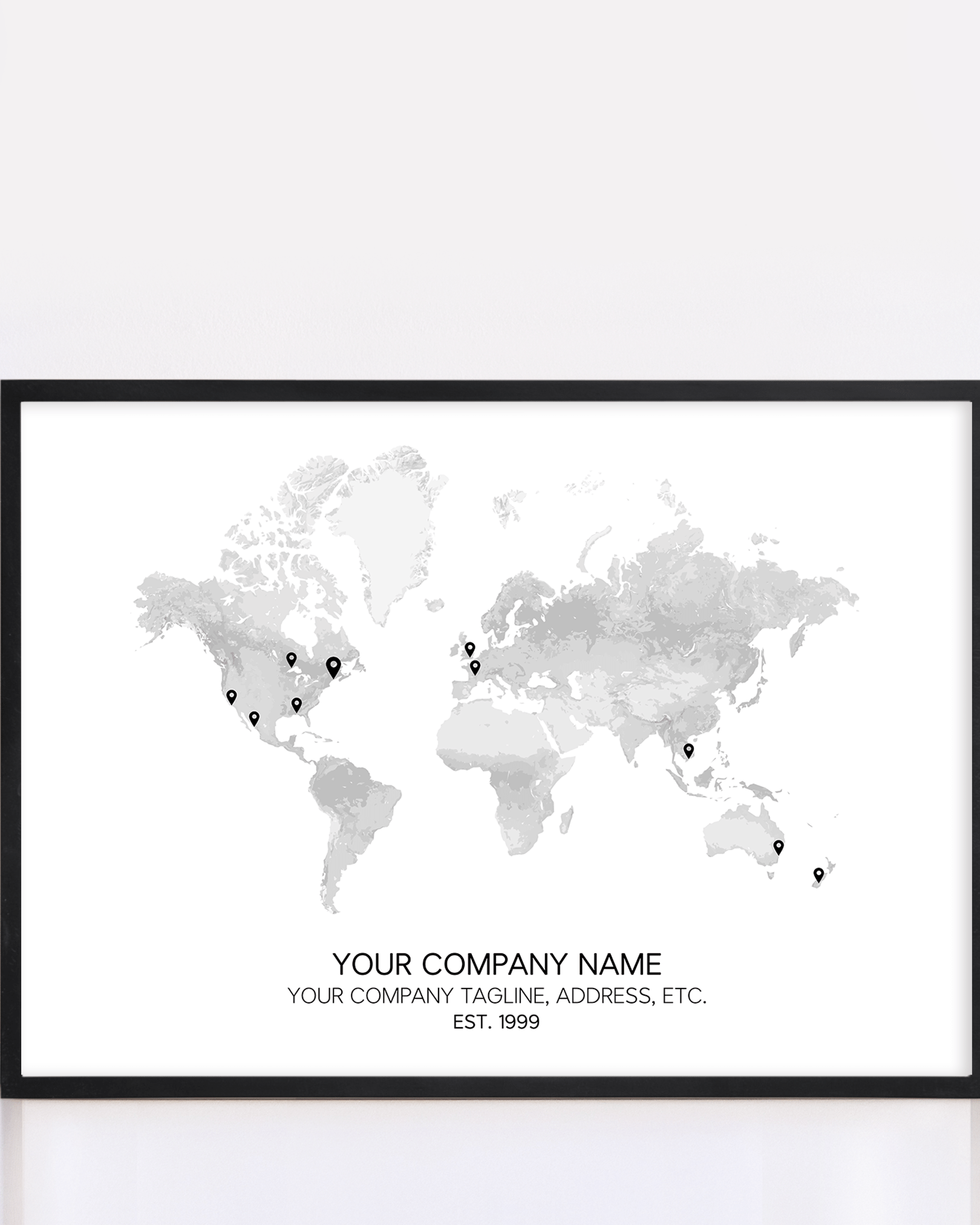 company global expansion map framed artwork