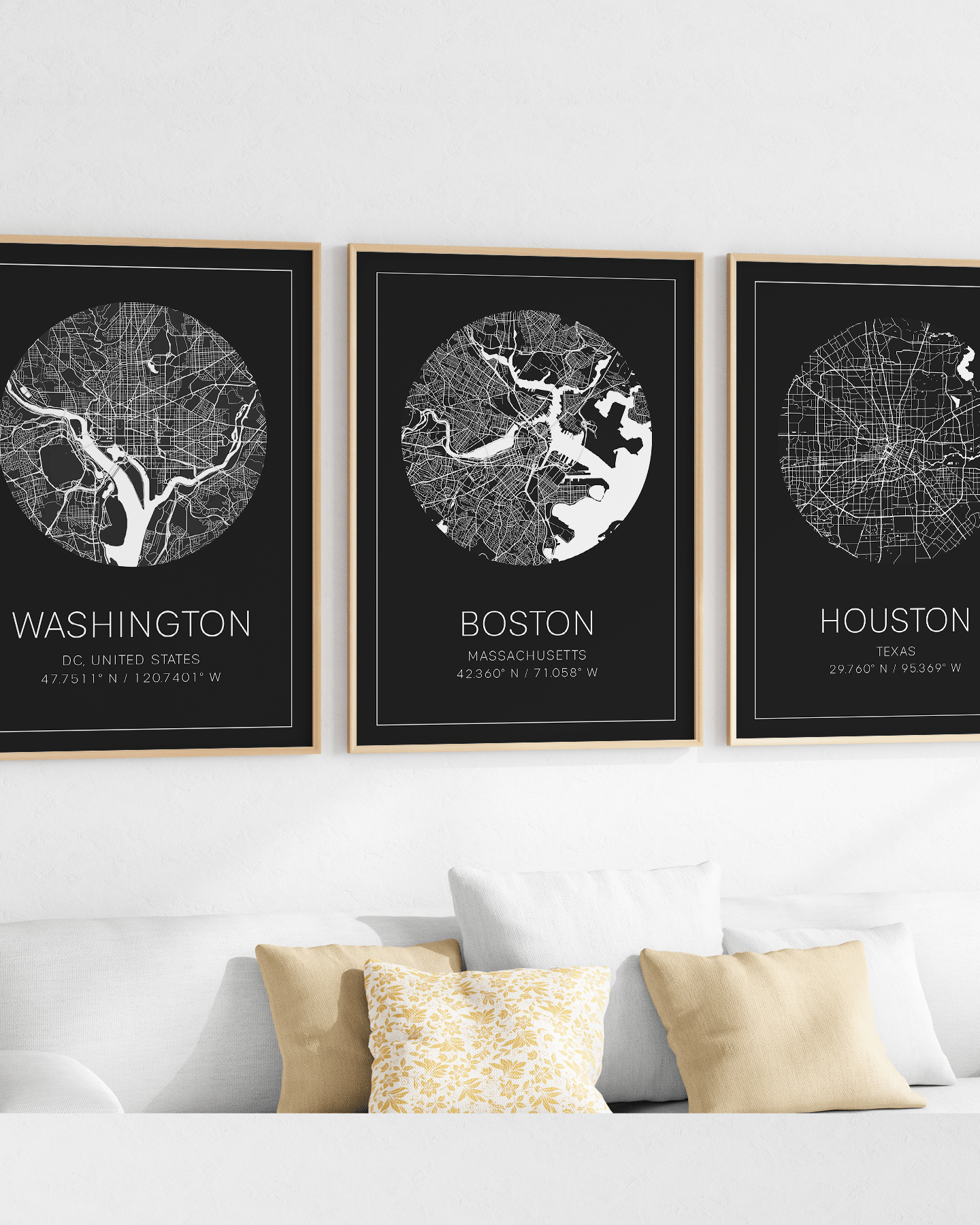 set of city prints of any location hometown or travel destiantion map prints