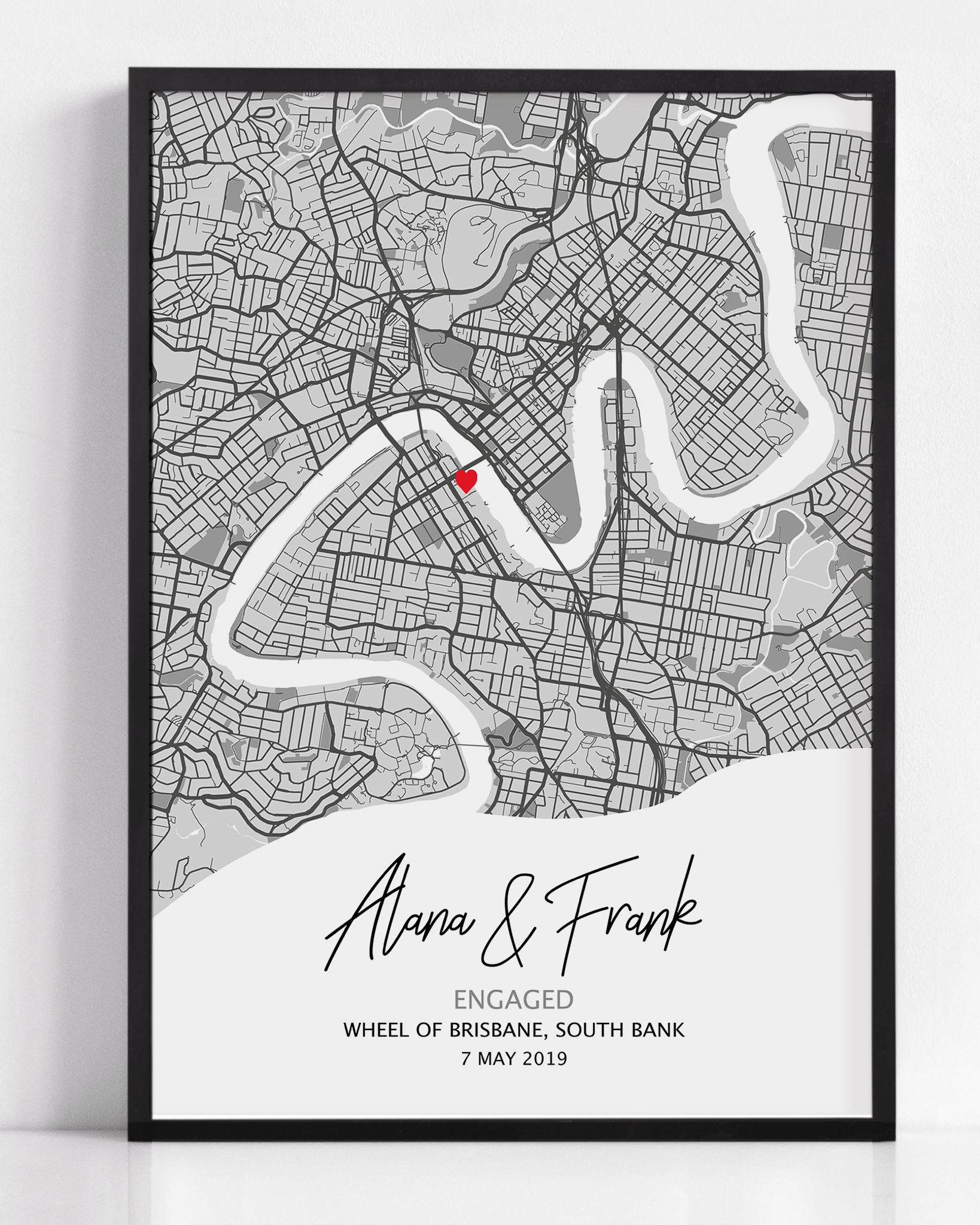 engaged gift custom print in frame