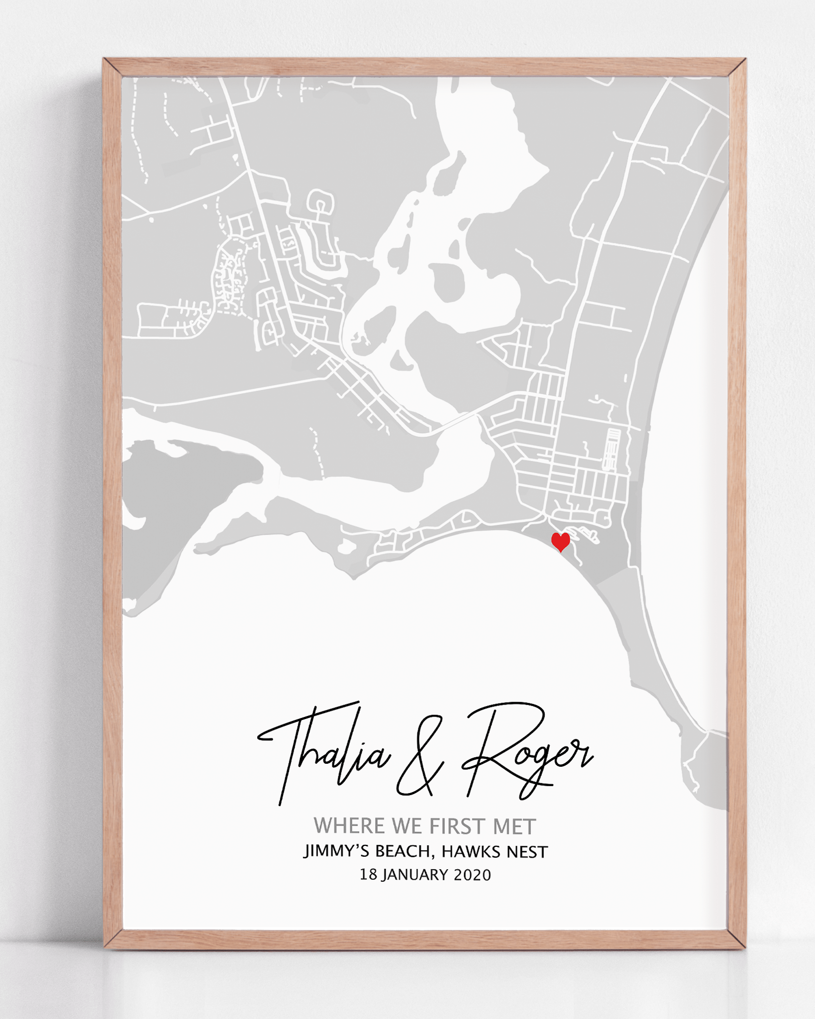 where we met map gift framed custom artwork