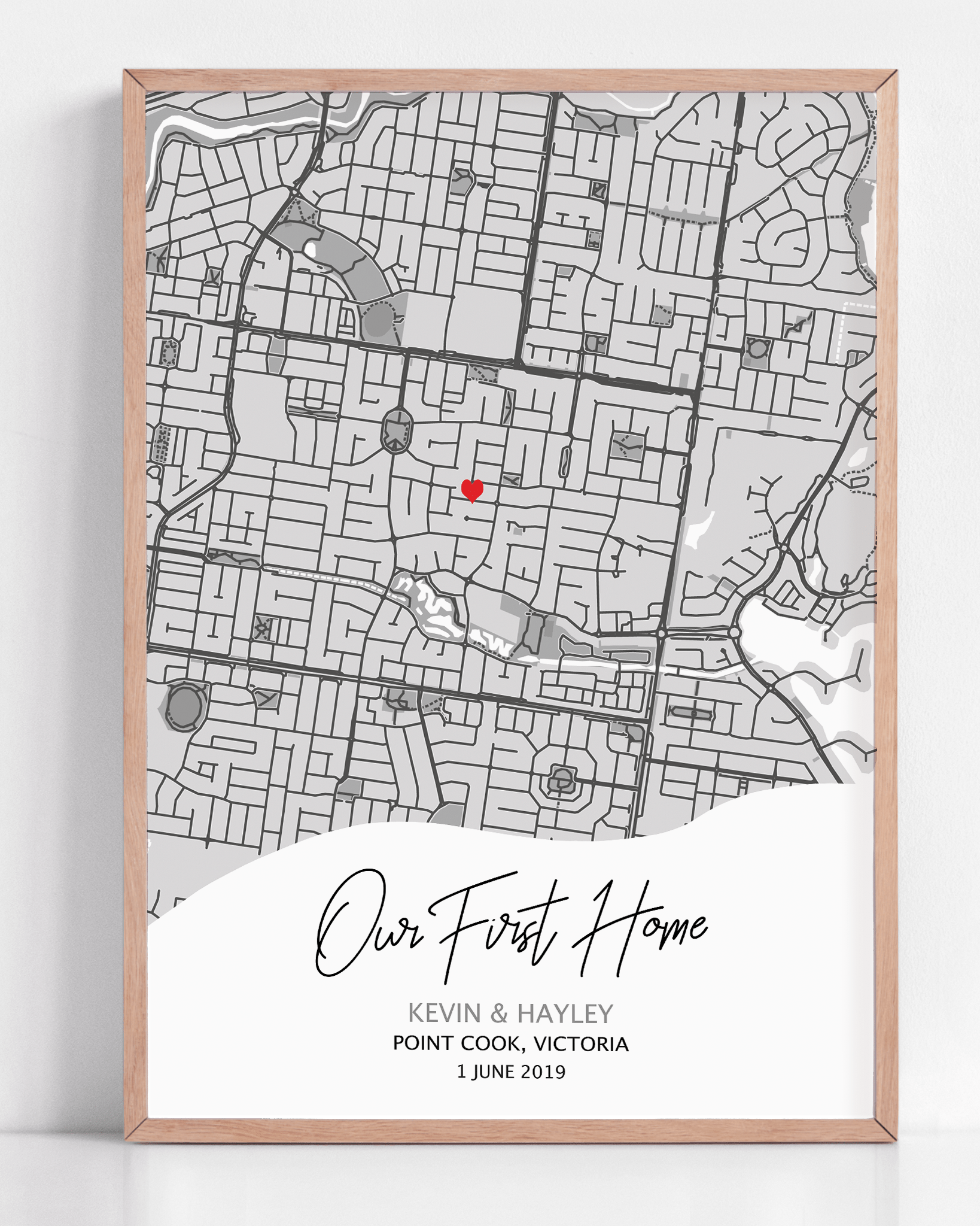 custom new home map framed artwork