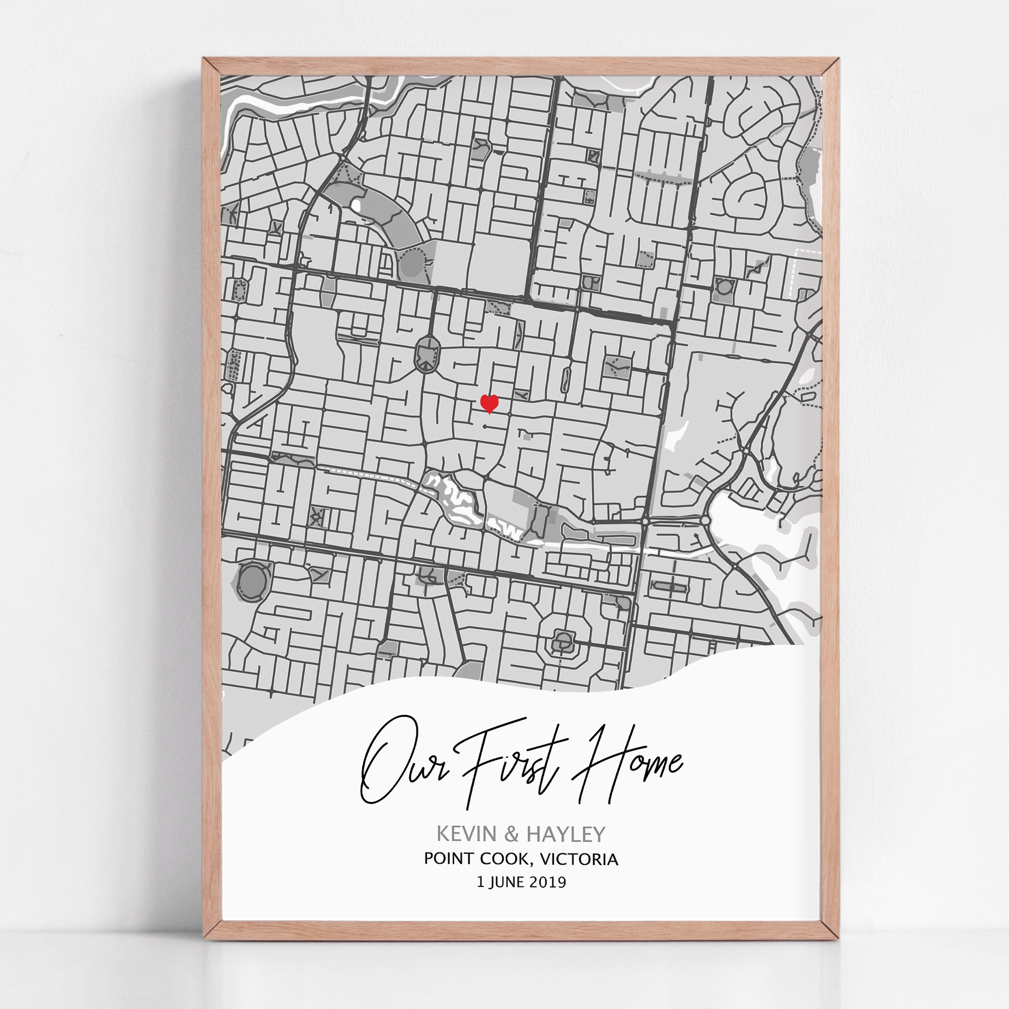 custom new home map framed artwork