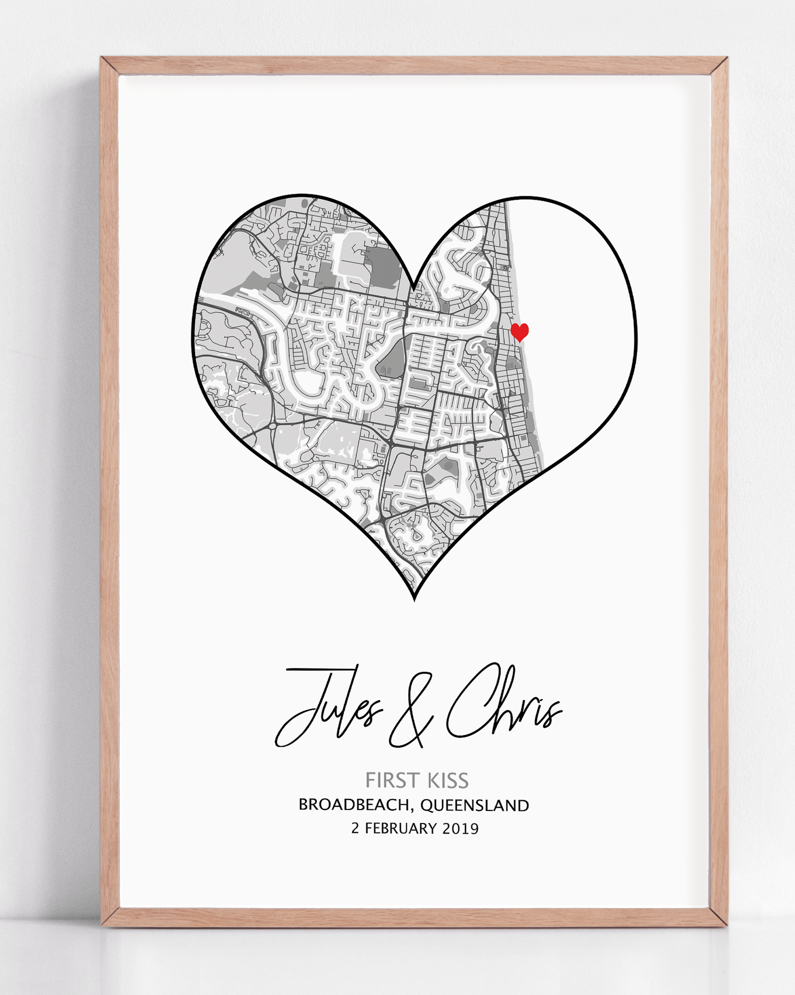 first kiss gift framed art