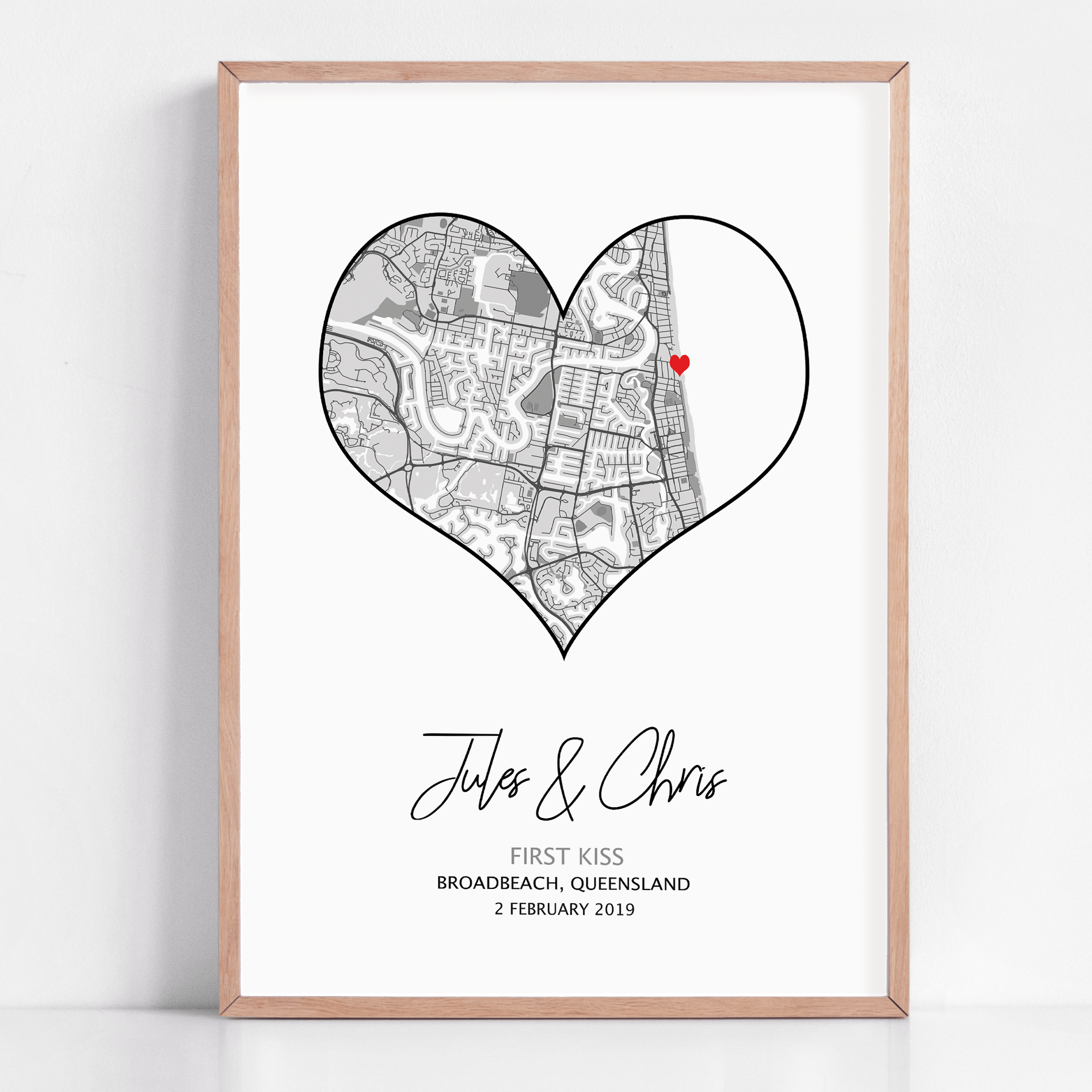 first kiss gift framed art