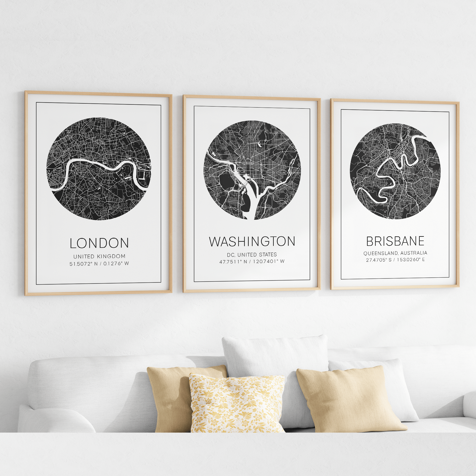 custom city map print framed art