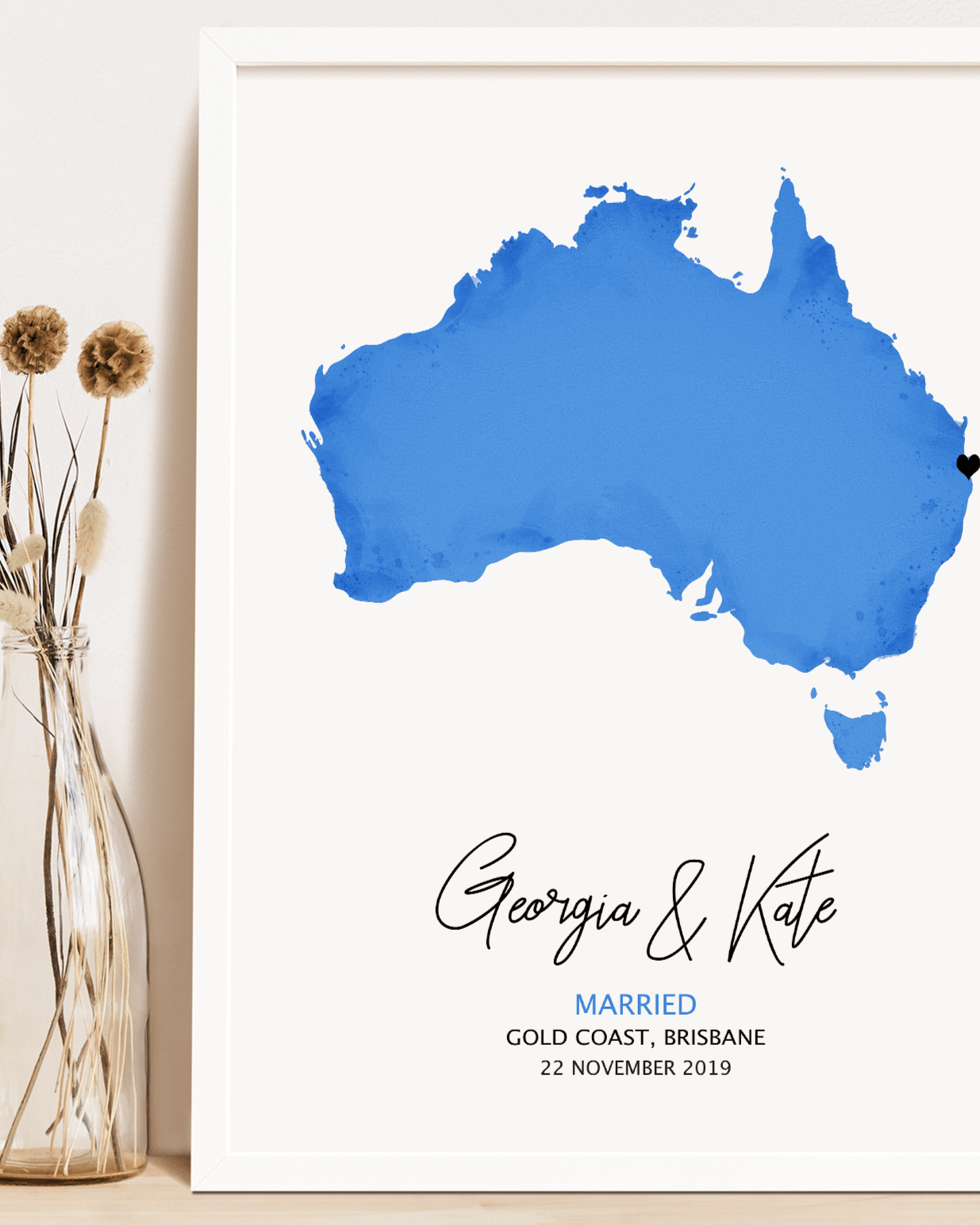 marriage gift framed map