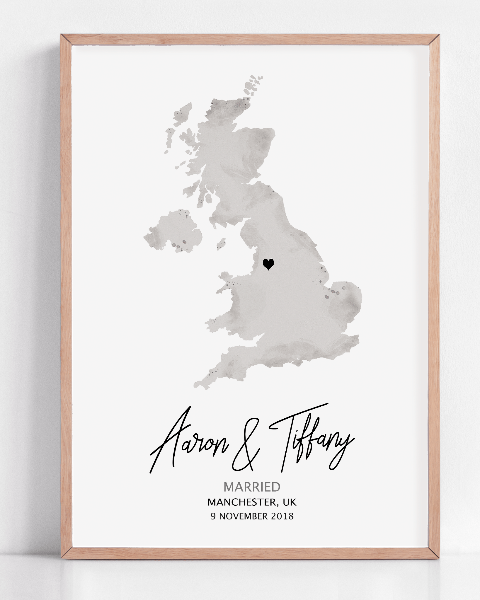 marriage gift framed map