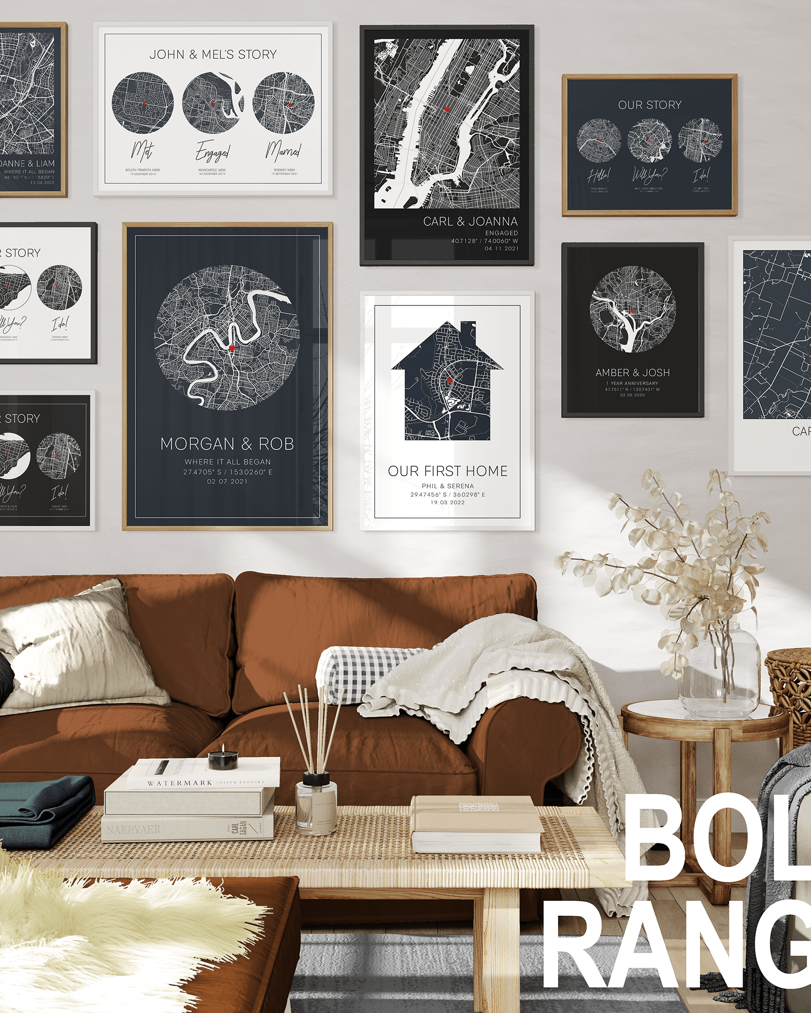 where it all started first date gift framed location map with coordinates