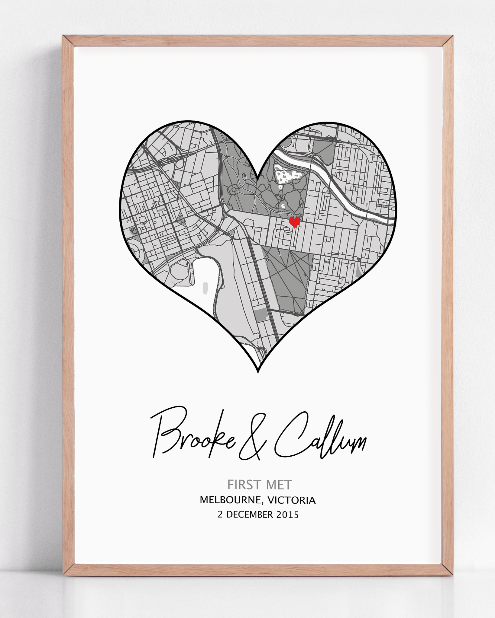 where we met map gift framed