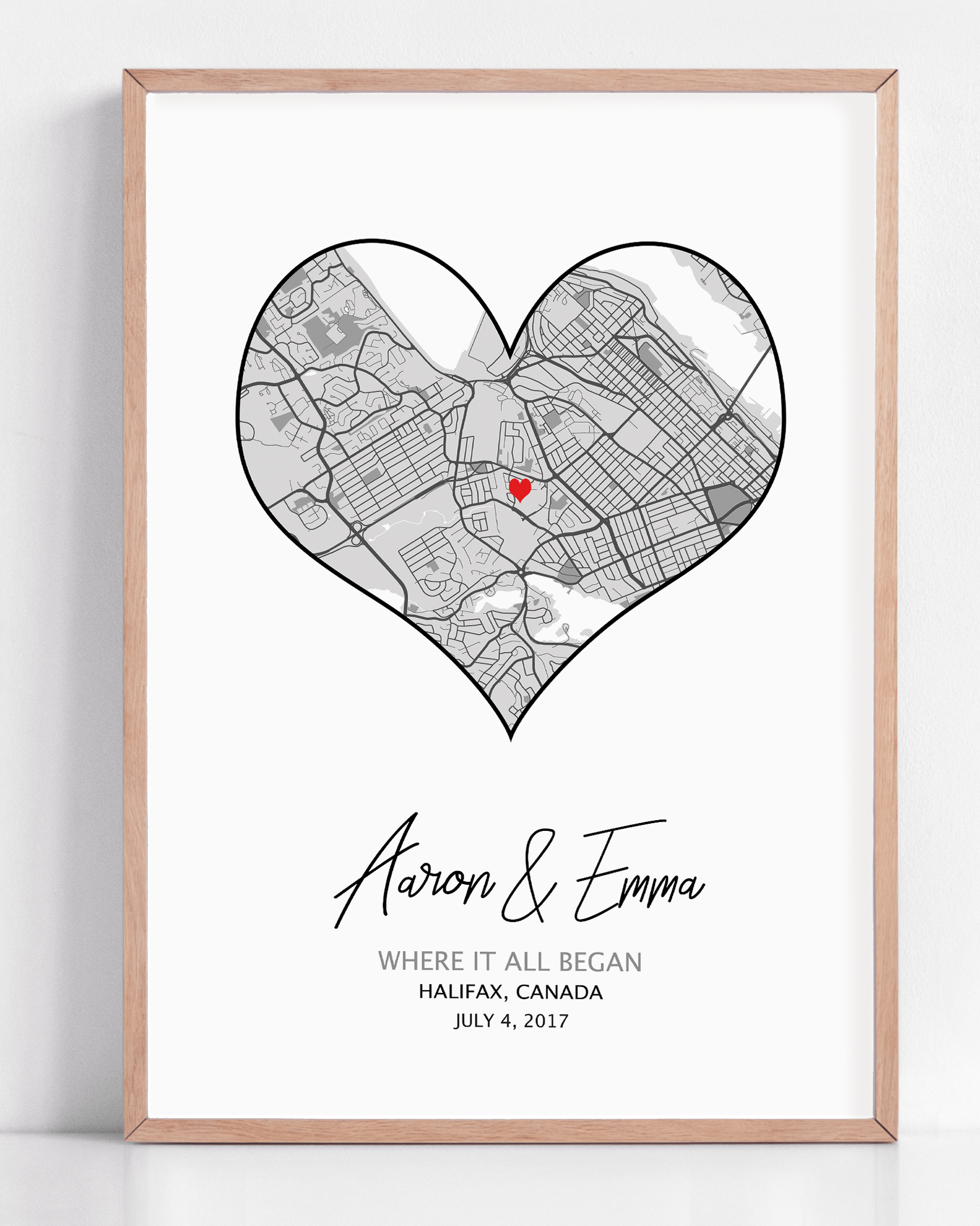 where we met map gift framed