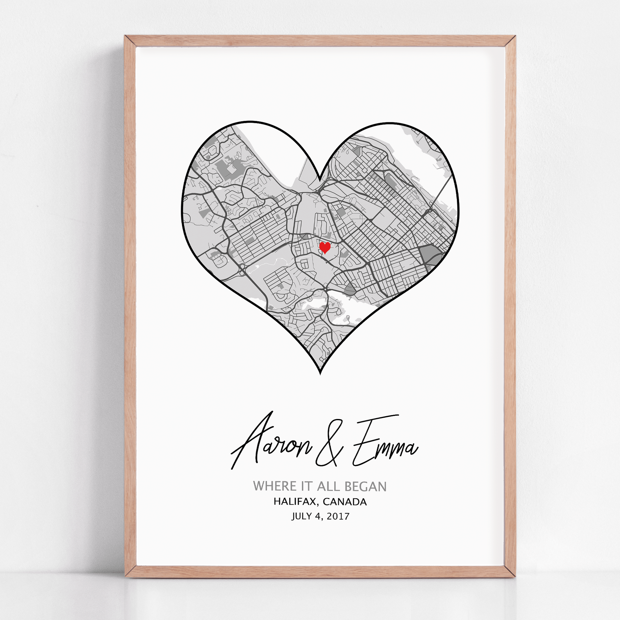 where we met map gift framed