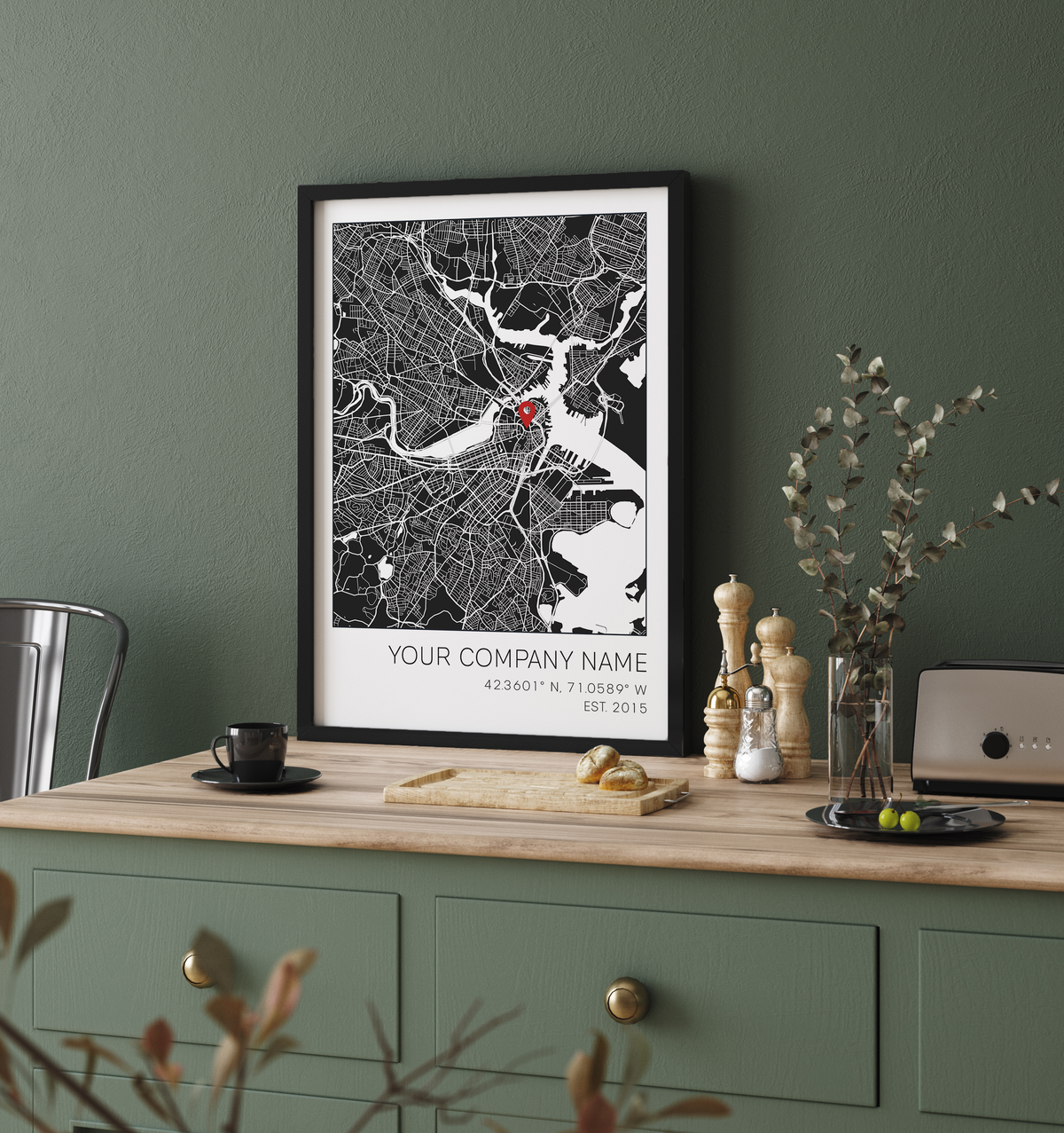 company anniversary gift ideas custom map print and text