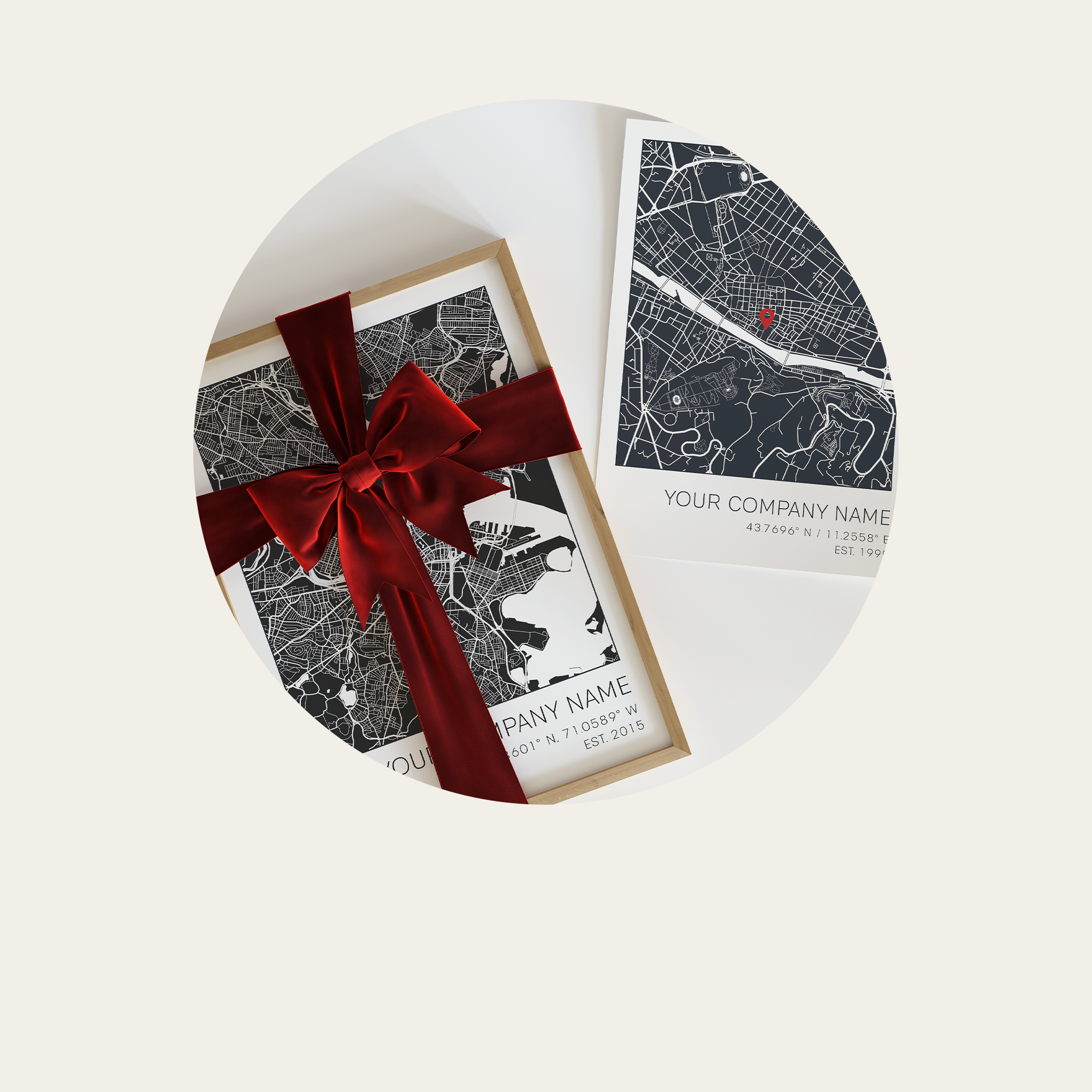 company anniversary prints custom map and text