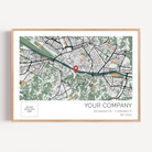 Personalised business anniversary map print celebrating where the company began