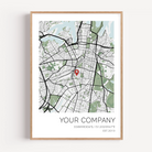 Personalised company anniversary artwork showcasing where the business started