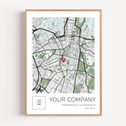 Business location map print celebrating a company milestone anniversary