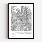 Executive business gift featuring a personalised company map print