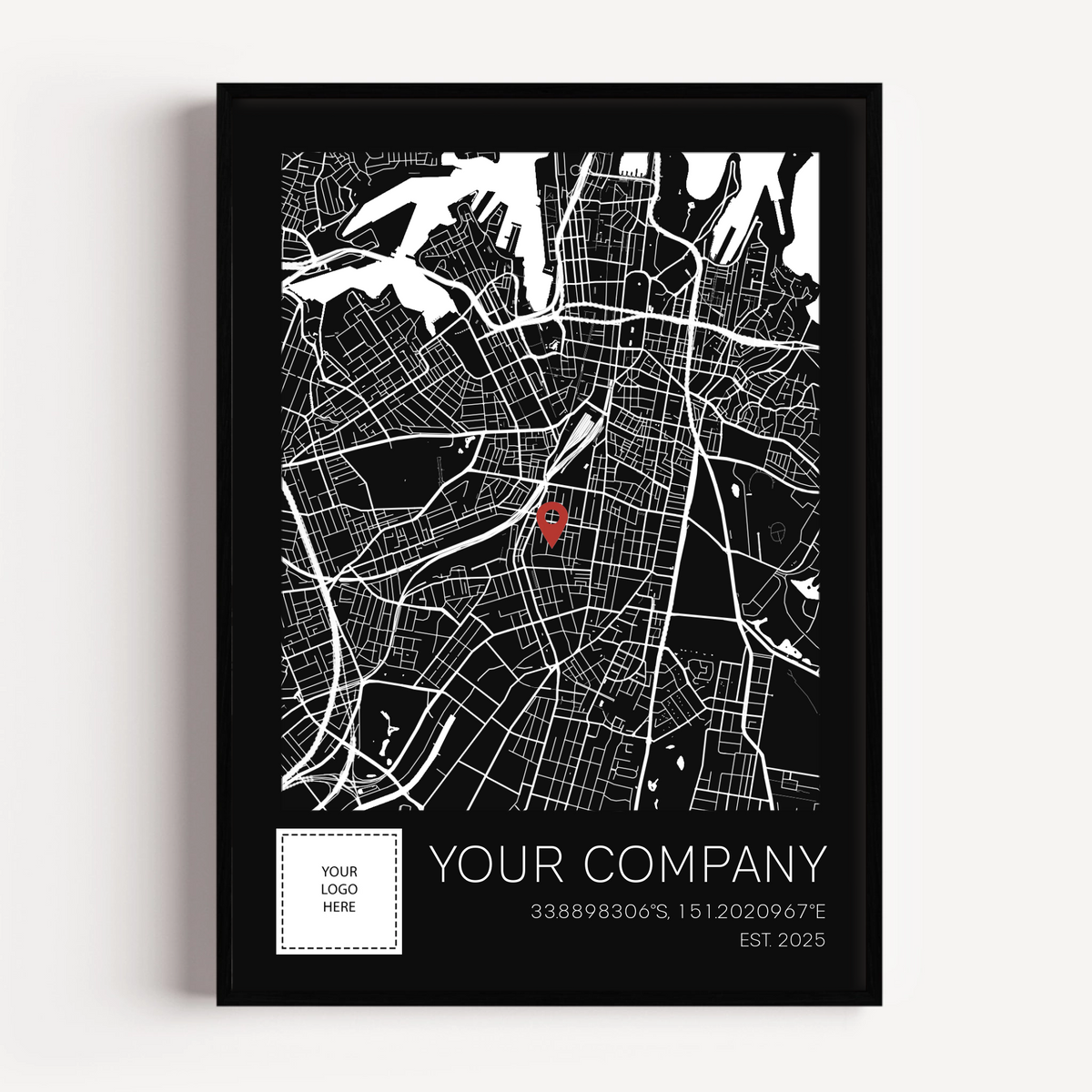 Business milestone map print created as a premium executive gift