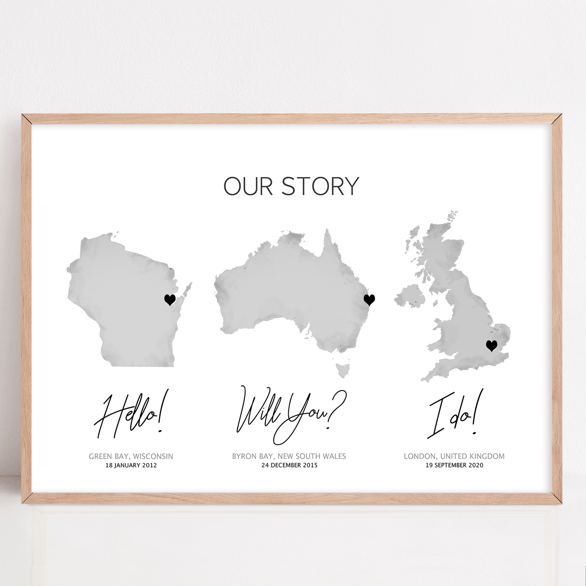 traditional first anniversary wedding gift paper framed print