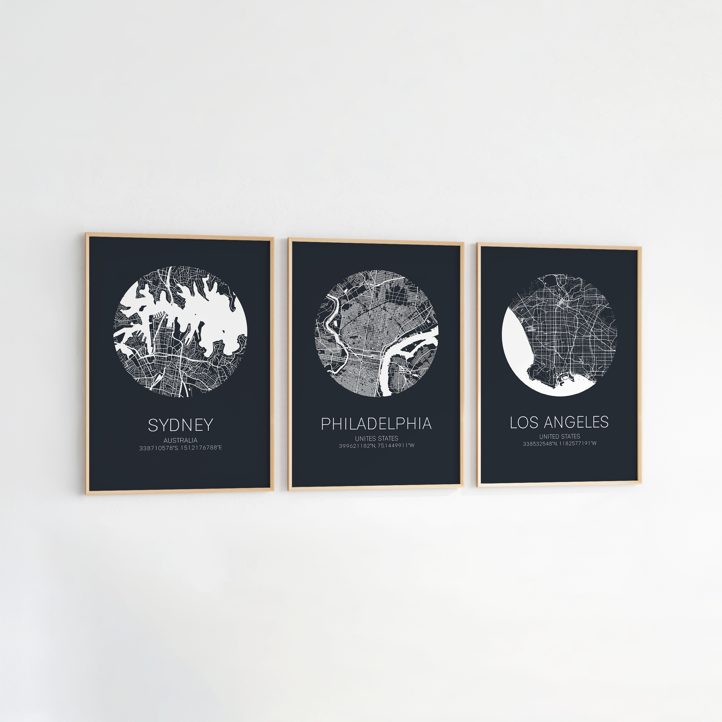 set of city prints of any location hometown or travel destiantion map prints