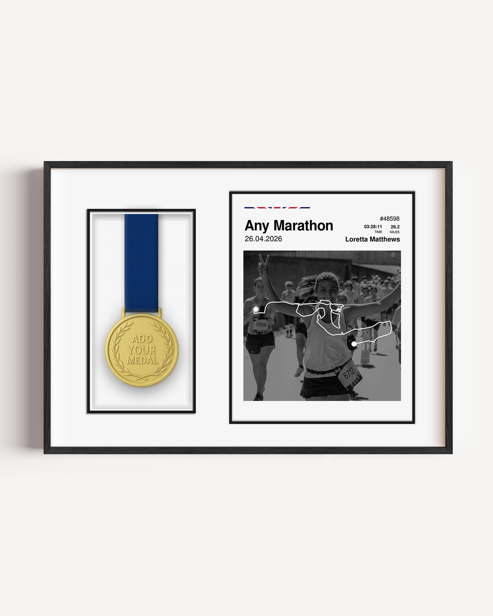 Any Marathon Course and Photo Medal Display Frame
