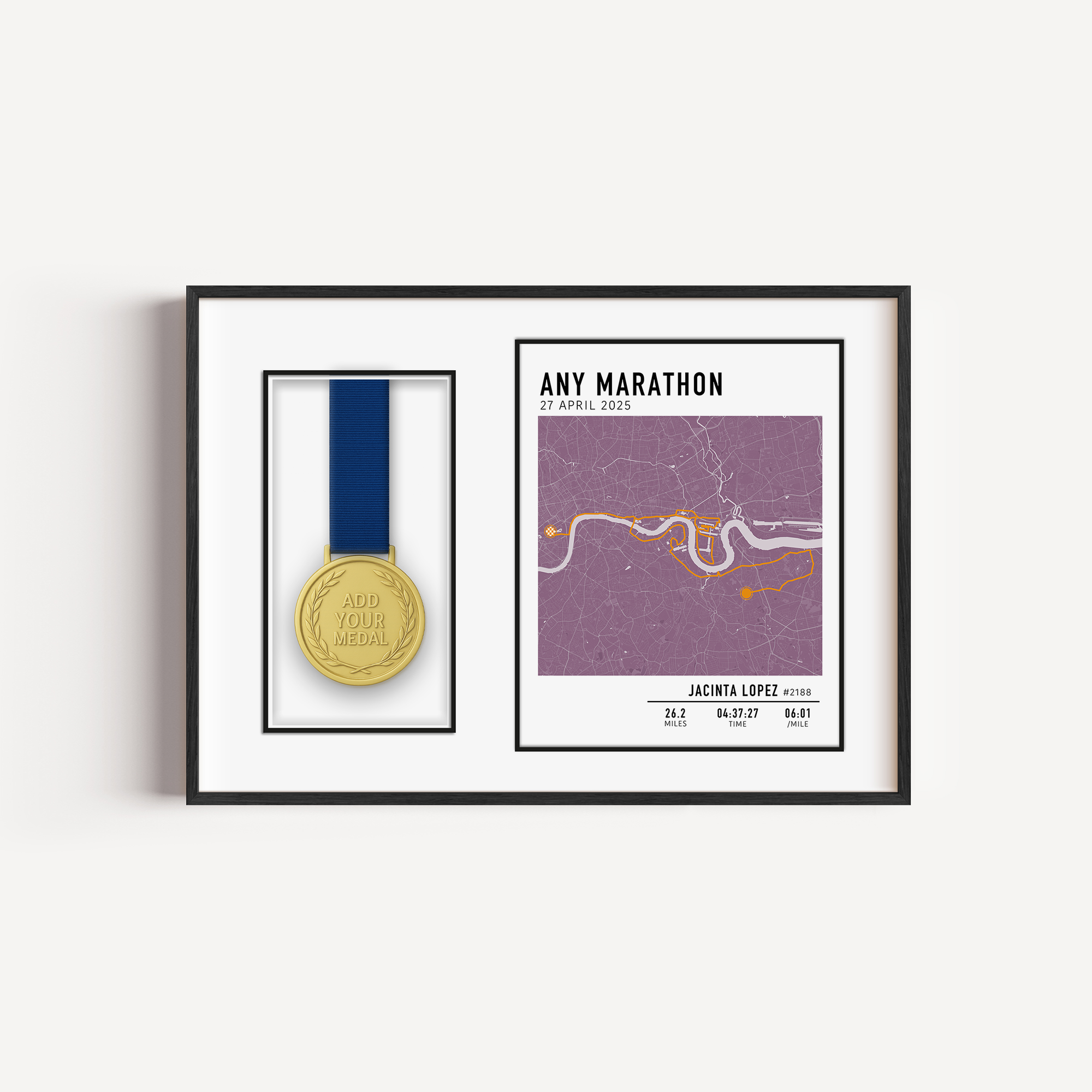 Marathon medal display frame for runners – stylish wall-mounted race medal holder to showcase finisher medals