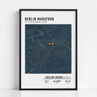 Custom Berlin Marathon map poster displaying the iconic race route, personalized with GPX data and designed as a keepsake for marathon finishers and runners.