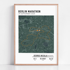 Custom Berlin Marathon map poster displaying the iconic race route, personalized with GPX data and designed as a keepsake for marathon finishers and runners.