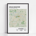 Custom Berlin Marathon map poster displaying the iconic race route, personalized with GPX data and designed as a keepsake for marathon finishers and runners.