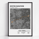 Boston Marathon custom map print with custom stats and runner gift name