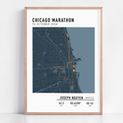 Custom Chicago Marathon map poster showcasing the iconic race route, personalized with GPX data. Ideal keepsake or Chicago Marathon route gift for finishers and runners to celebrate their race achievements.