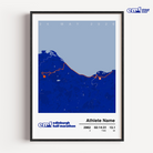 Official Edinburgh Half Marathon commemorative print featuring a vibrant blue background and the official event logo, showcasing a detailed custom route map to celebrate your 13.1-mile achievement.