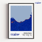 Official Edinburgh Marathon commemorative print featuring a vibrant blue background, the official event logo, and a detailed custom route map to celebrate your achievement.
