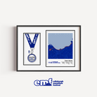 Official Edinburgh Marathon Relay medal display frame with a blue background and official logo, featuring a custom relay route map and a specific cutout for your team medal.