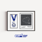 Official Edinburgh 5k medal frame in a sleek grey design, featuring the official race logo and a custom route map alongside a precision-cut space for your hard-earned medal.