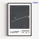 Sophisticated grey Edinburgh Marathon Junior 1.5k custom print, an official merchandise piece featuring the race course map and official logo for a minimalist and modern milestone memento.